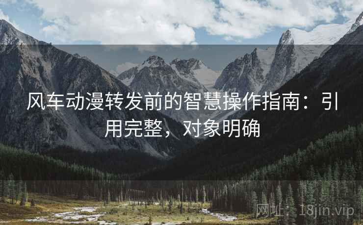 风车动漫转发前的智慧操作指南:引用完整,对象明确 风车动漫转发前的智慧操作指南:引用完整,对象明确